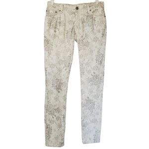 7320 * Mossimo Supply Faded Floral Skinny Jeans White Gray Size 3 Fit 6